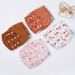 Happyflute 4 Piece Reusable Cloth Diapers Washable Adjustable for 3 15kg Babies