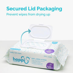 Hoppi Baby Wipes 80ct X 3 Packs Sensitive Skin Water Wipes Unscented Thick 50gsm