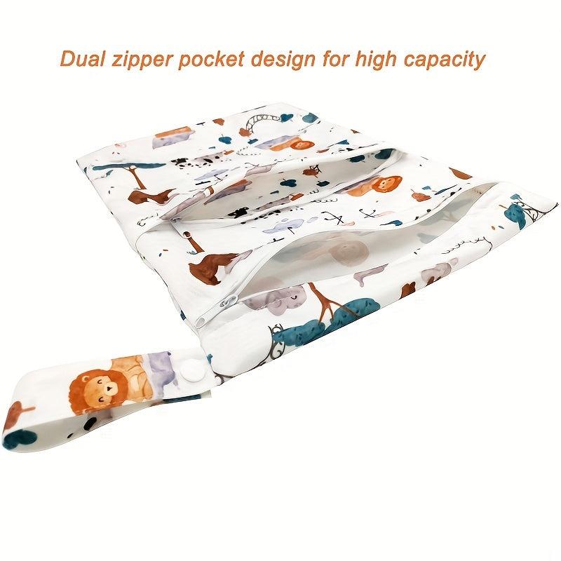 2pcs Pattern Wet Dry Bag Waterproof Reusable Diaper Storage Bag