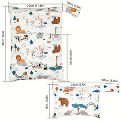 2pcs Pattern Wet Dry Bag Waterproof Reusable Diaper Storage Bag