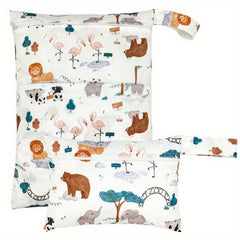 2pcs Pattern Wet Dry Bag Waterproof Reusable Diaper Storage Bag
