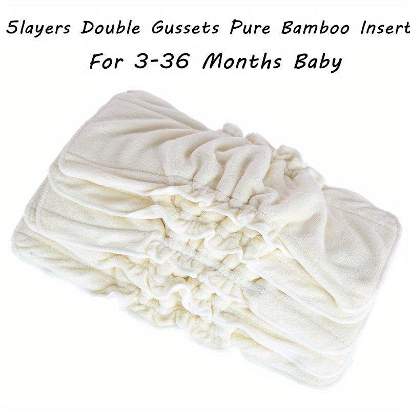 5pcs Bamboo Fiber Diapers - Elastic, Skin-Friendly, Absorbent