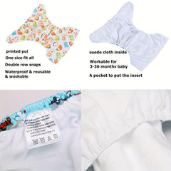 4pcs Reusable Cloth Diapers Girls Boys Washable Nappy Microfiber Inserts