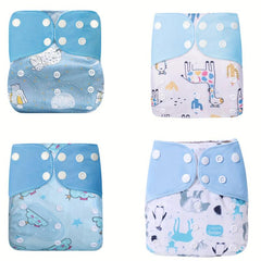4pcs Reusable Cloth Diapers Girls Boys Washable Nappy Microfiber Inserts