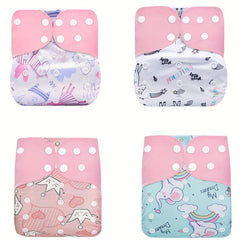 4pcs Reusable Cloth Diapers Girls Boys Washable Nappy Microfiber Inserts