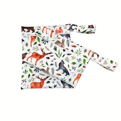 2pcs Bear & Deer Print Waterproof Diaper Bag for Travel & Storage