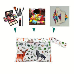 2pcs Bear & Deer Print Waterproof Diaper Bag for Travel & Storage