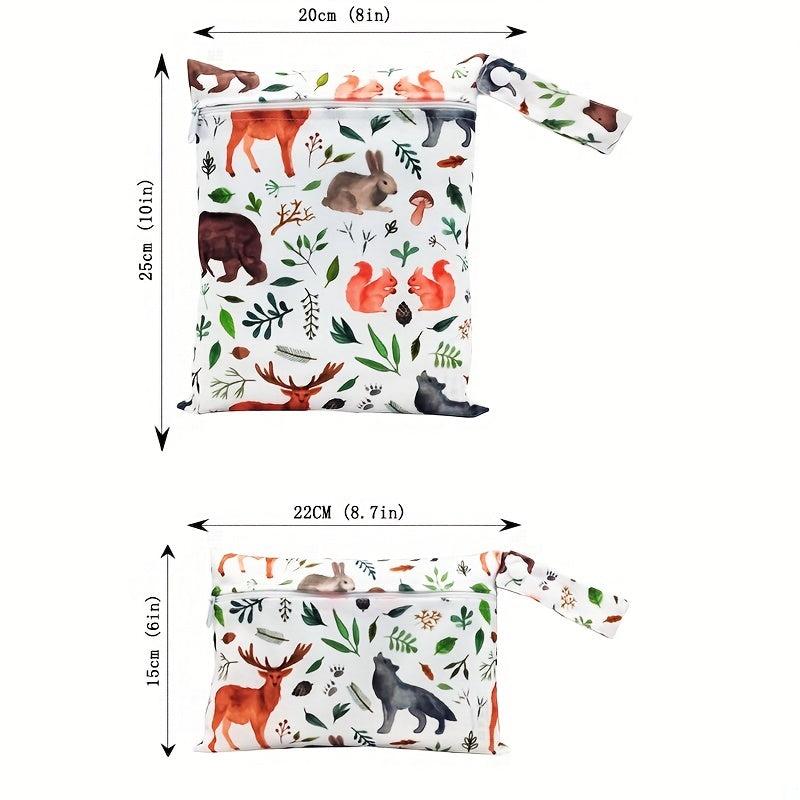 2pcs Bear & Deer Print Waterproof Diaper Bag for Travel & Storage