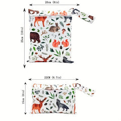 2pcs Bear & Deer Print Waterproof Diaper Bag for Travel & Storage
