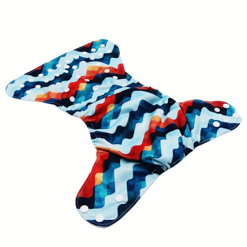 Adjustable Baby Cloth Diaper with Wave Print - One Size Fits All