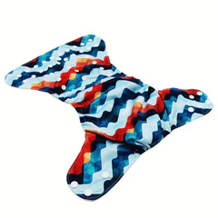 Adjustable Baby Cloth Diaper with Wave Print - One Size Fits All