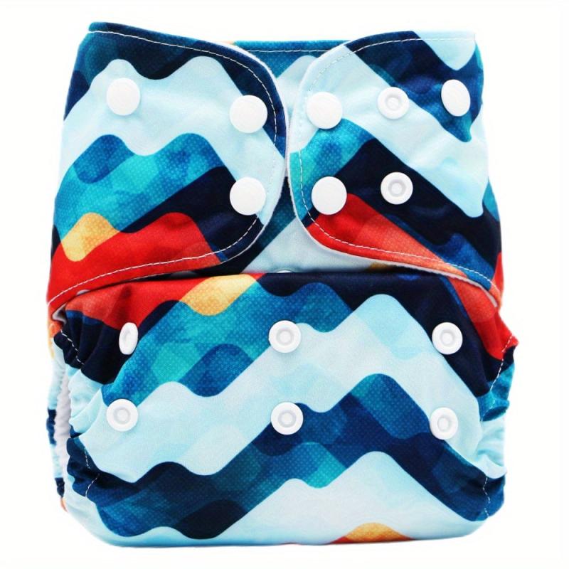 Adjustable Baby Cloth Diaper with Wave Print - One Size Fits All