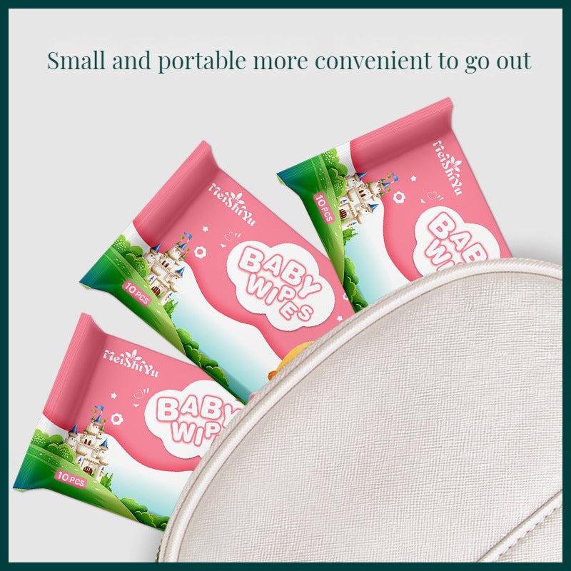 Small Baby Wipes Bag 10 Count Portable Wet Tissue Newborn Children