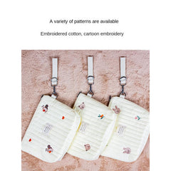 Portable Quilted Stroller Nappy Bags Organizer Olive Bear Embroidery
