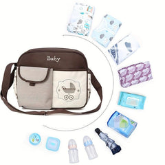 Cartoon Bear Stroller Pattern Mommy Bag Waterproof Large Capacity