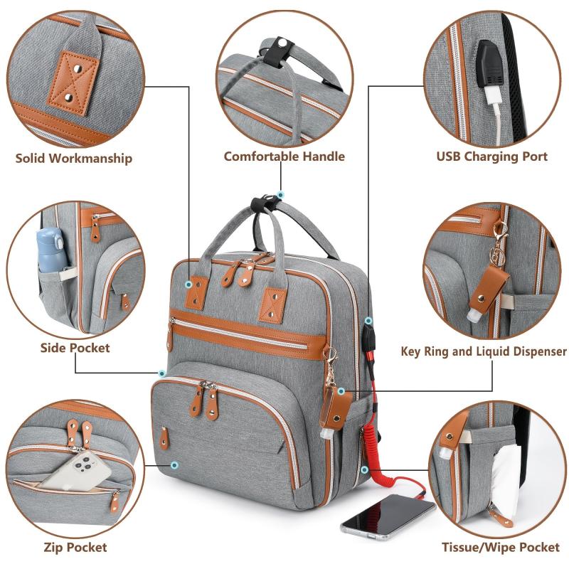 Waterproof Diaper Bag Backpack Large Capacity with Stroller Strap