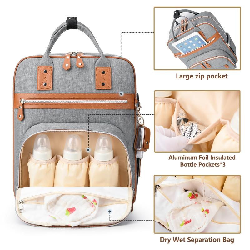 Waterproof Diaper Bag Backpack Large Capacity with Stroller Strap