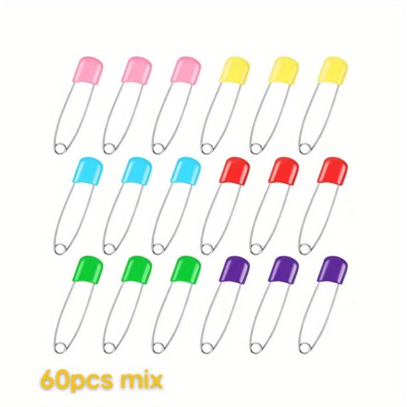 6 Colors Stainless Steel Diaper Pins 2.5 Safety Lock Closure