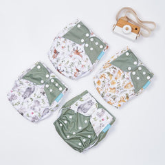 4Pc Eco Friendly Cloth Diaper Set Reusable Nappies for Babies