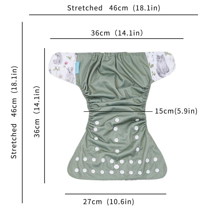 4Pc Eco Friendly Cloth Diaper Set Reusable Nappies for Babies