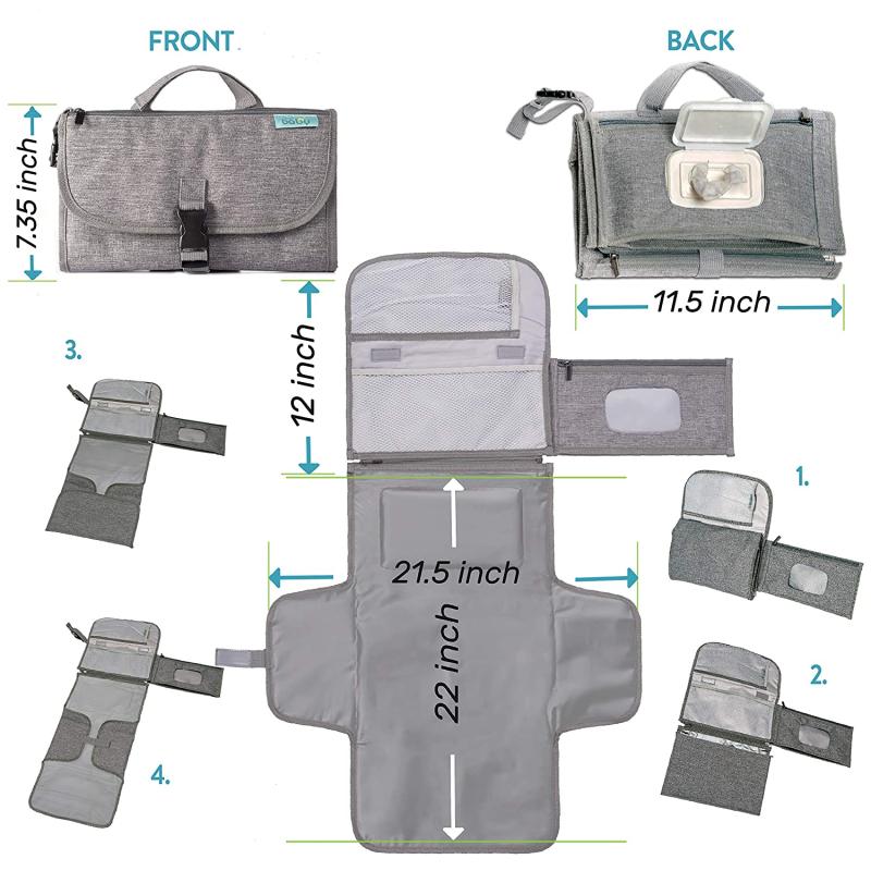 Portable Diaper Changing Pad with Smart Wet Wipe Bag