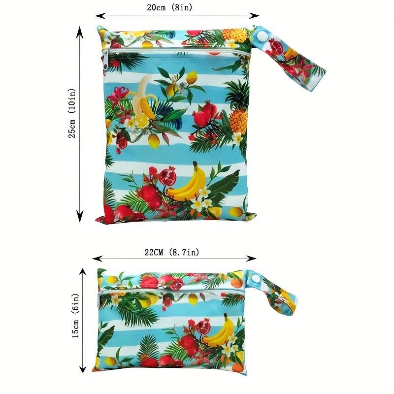 2pcs Fruit Print Waterproof Diaper Bag Washable Travel Bag
