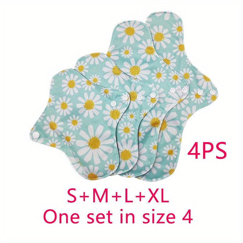 4pcs Reusable Sanitary Pads Women's Washable Bamboo Charcoal Care Pads