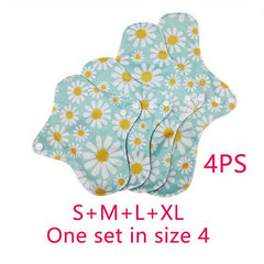 4pcs Reusable Sanitary Pads Women's Washable Bamboo Charcoal Care Pads