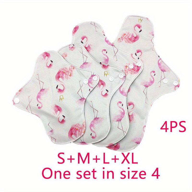 4pcs Reusable Sanitary Pads Women's Washable Bamboo Charcoal Care Pads