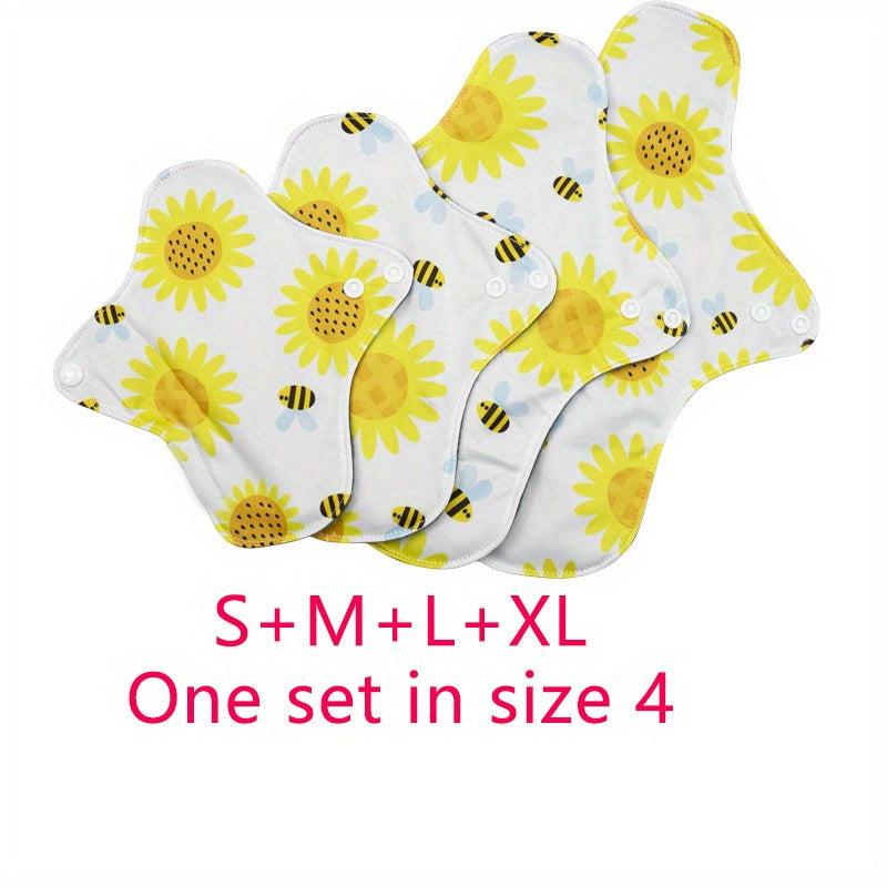 4pcs Reusable Sanitary Pads Women's Washable Bamboo Charcoal Care Pads