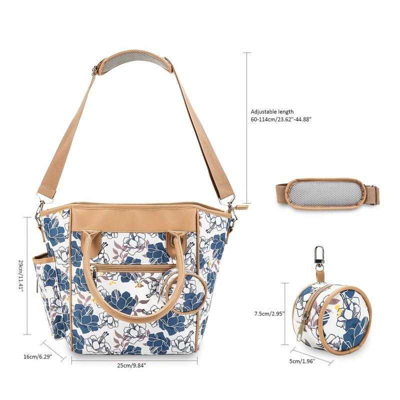 Multifunctional Mommy Bag with Printed Pattern for Mother and Baby Travel