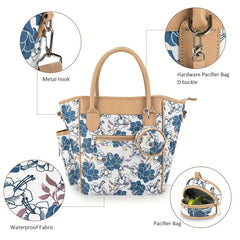 Multifunctional Mommy Bag with Printed Pattern for Mother and Baby Travel