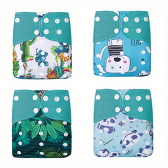 4pcs Reusable Cloth Diapers Adjustable Washable Nappy Inserts Baby Cloth Diaper