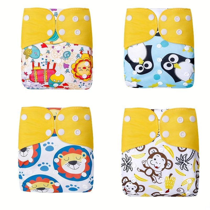 4pcs Reusable Cloth Diapers Adjustable Washable Nappy Inserts Baby Cloth Diaper