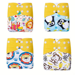 4pcs Reusable Cloth Diapers Adjustable Washable Nappy Inserts Baby Cloth Diaper
