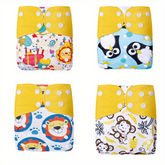 4pcs Reusable Cloth Diapers Adjustable Washable Nappy Inserts Baby Cloth Diaper
