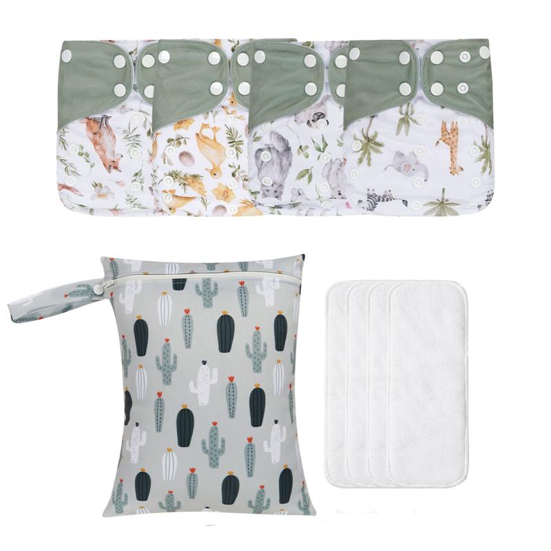 Baby Diaper Set with Inserts & Wet Dry Bag 3-15KG