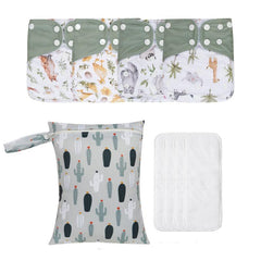 Baby Diaper Set with Inserts & Wet Dry Bag 3-15KG