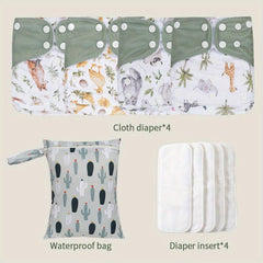 Baby Diaper Set with Inserts & Wet Dry Bag 3-15KG