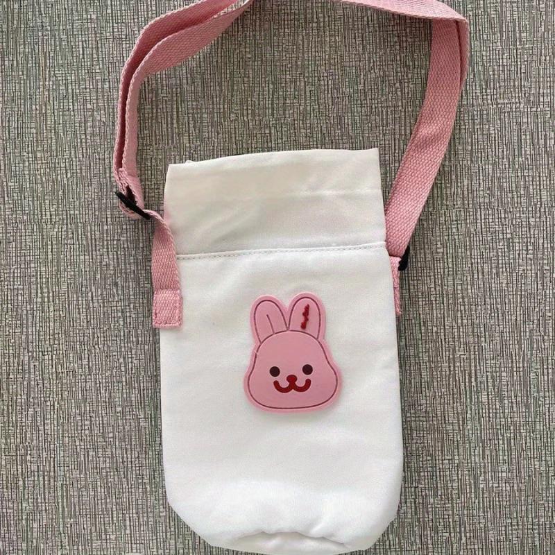 Bear Embroidery Canvas Water Bottle Bag Set for Kids