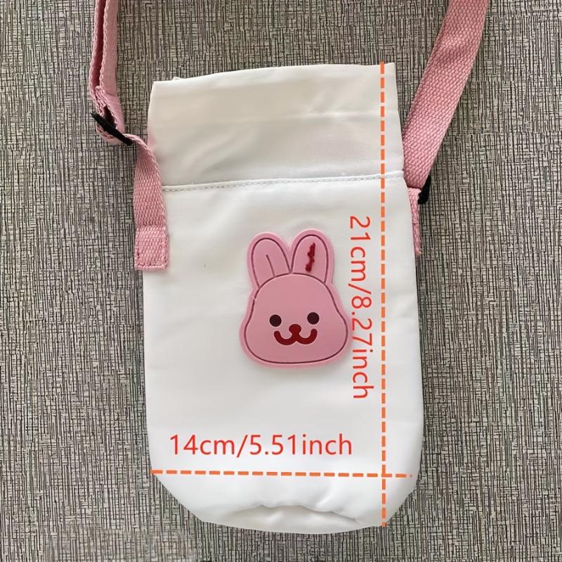 Bear Embroidery Canvas Water Bottle Bag Set for Kids