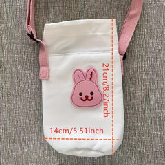 Bear Embroidery Canvas Water Bottle Bag Set for Kids