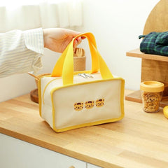 Embroidered Bento Bag with Bear & Rabbit