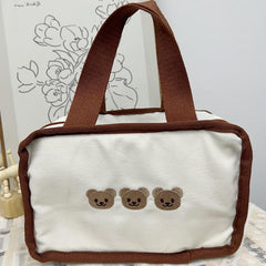 Embroidered Bento Bag with Bear & Rabbit