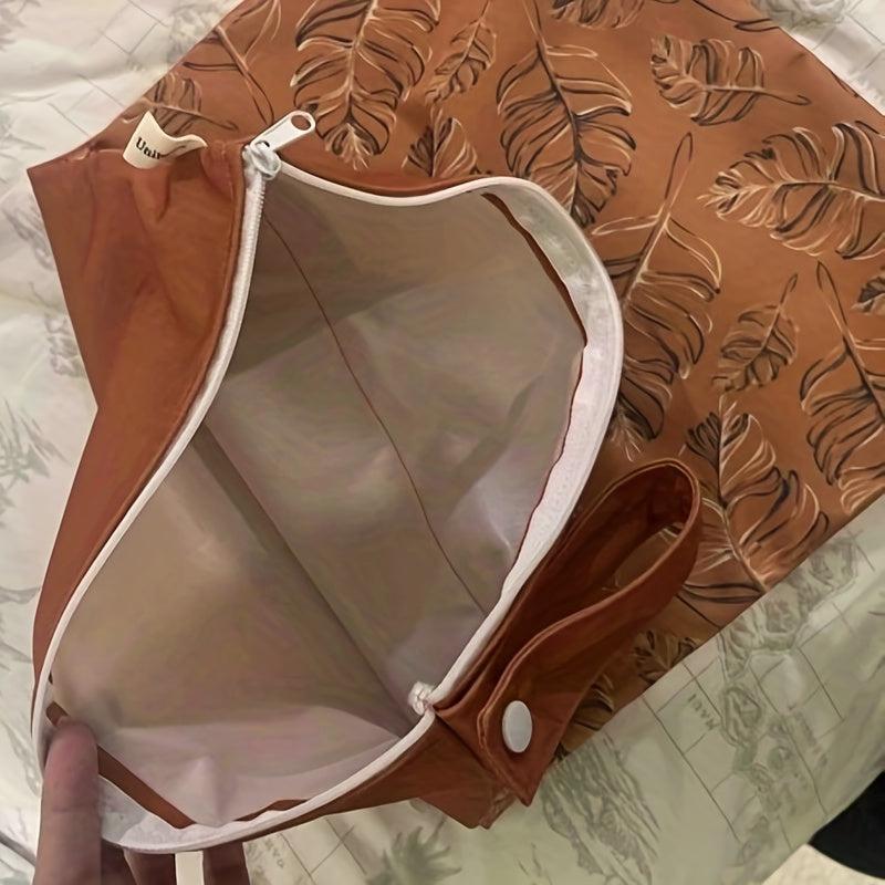 Leaf Print Stroller Hanging Bag Diaper Storage Waterproof Mommy Travel Beach Bag