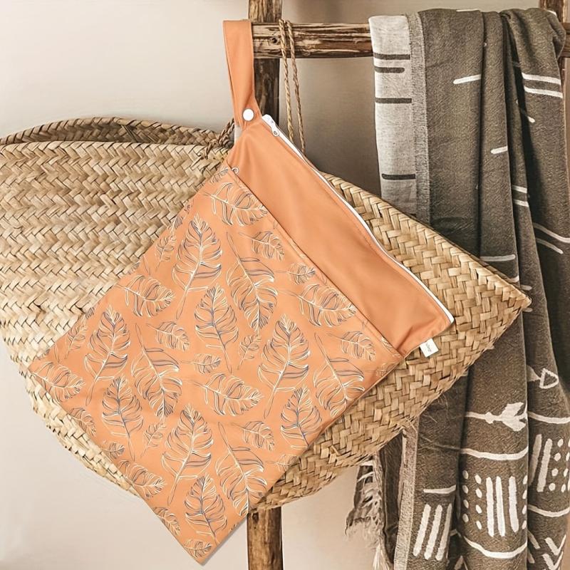 Leaf Print Stroller Hanging Bag Diaper Storage Waterproof Mommy Travel Beach Bag
