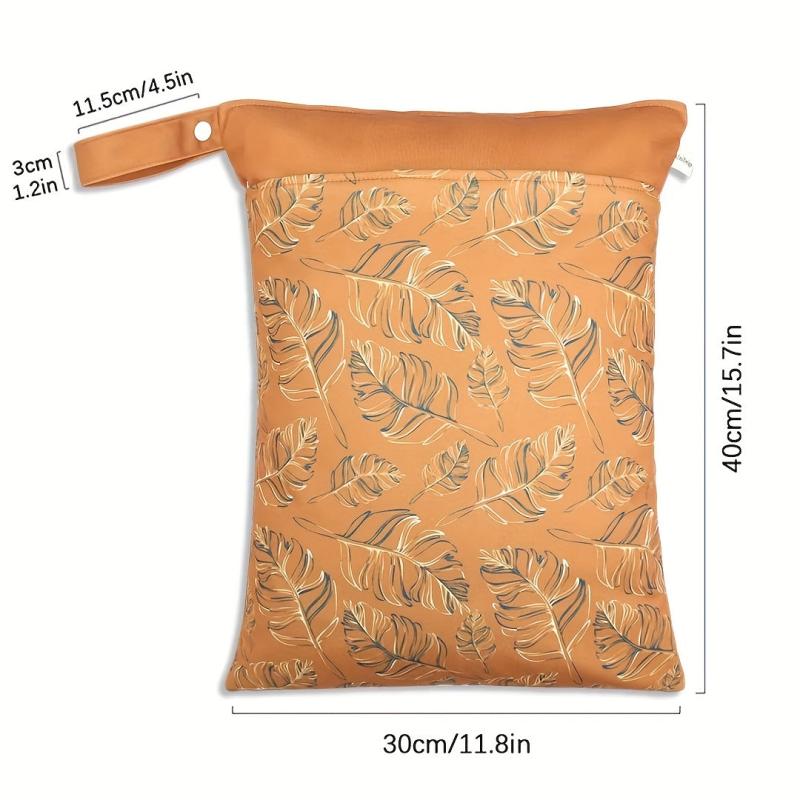 Leaf Print Stroller Hanging Bag Diaper Storage Waterproof Mommy Travel Beach Bag