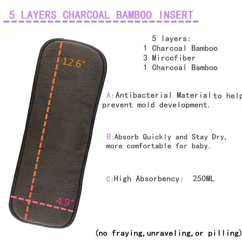 2 PCS 5 Layers Charcoal Bamboo Insert Washable Diaper Insert