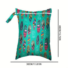 Wet Dry Bag Snap Waterproof Stroller Travel Zipper Bag 30X40cm