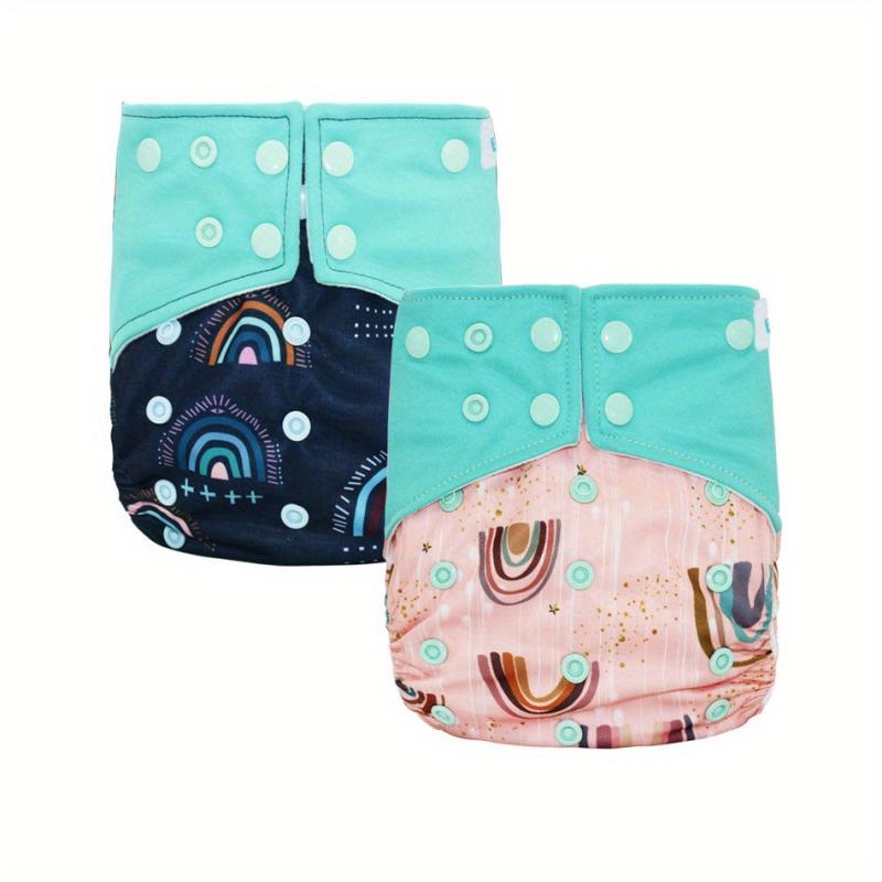 2pcs Eco Cloth Diapers Reusable&Washable Insert Nappy Snap Closure Waterproof
